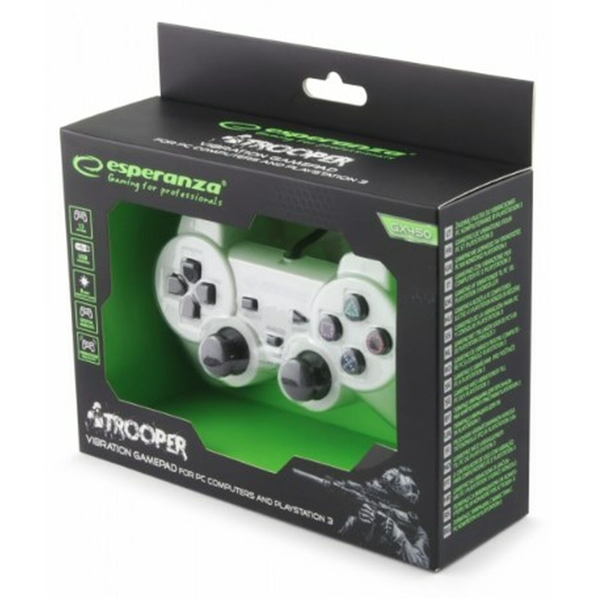 Spelkontroll Esperanza Trooper GX450 USB 2.0 Vit PC PlayStation 3 - 2