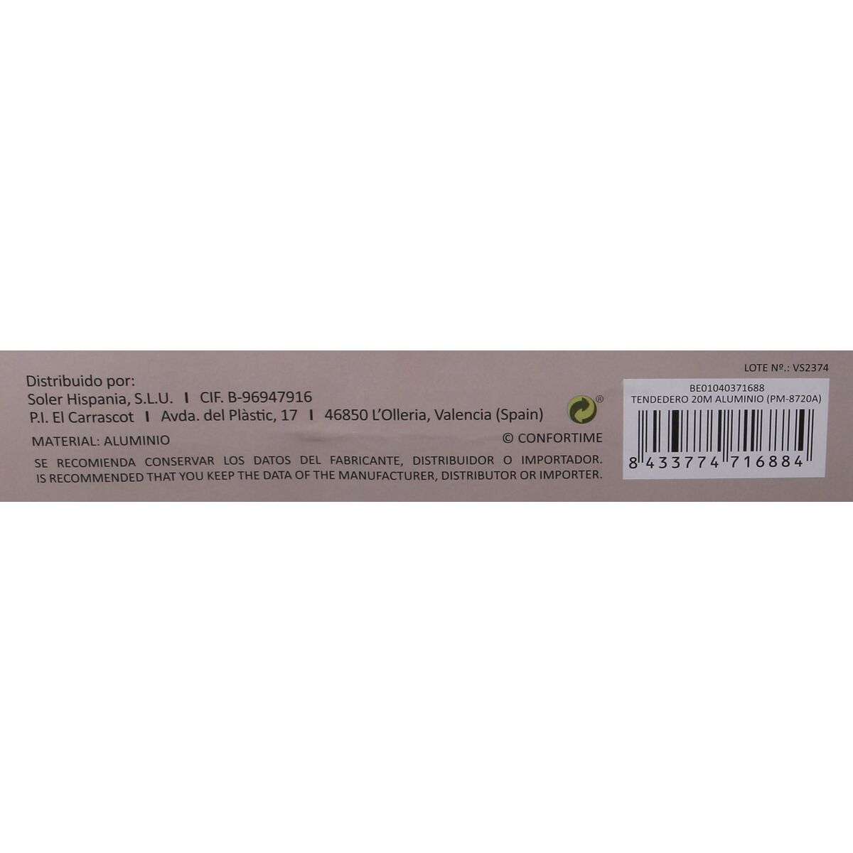 Klädhängare hopfällbar Confortime Aluminium 132 X 55 X 4 CM (6 antal) - 6