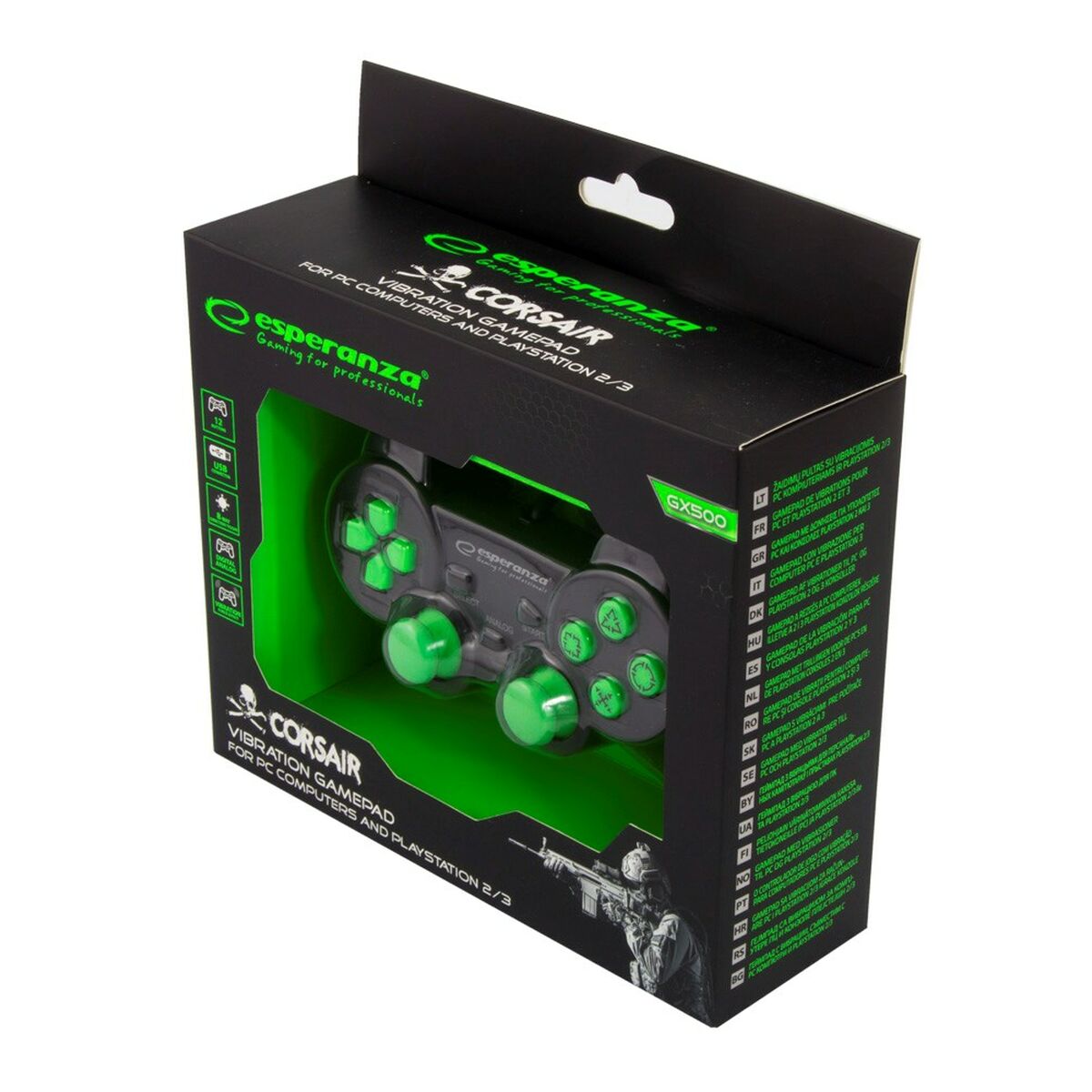 Spelkontroll Esperanza Corsair GX500 USB 2.0 Svart PC PlayStation 3 PlayStation 2 - 2