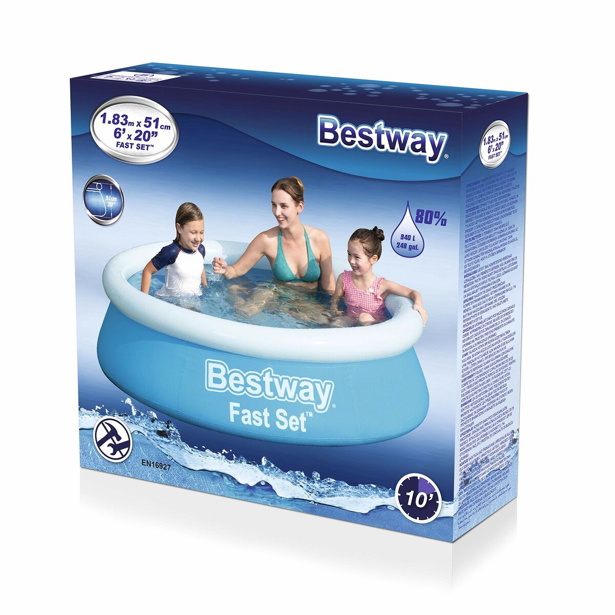Bestway Uppblåsbar Pool Vuxen Ring 183x51 cm Trädgård 57392 - 6