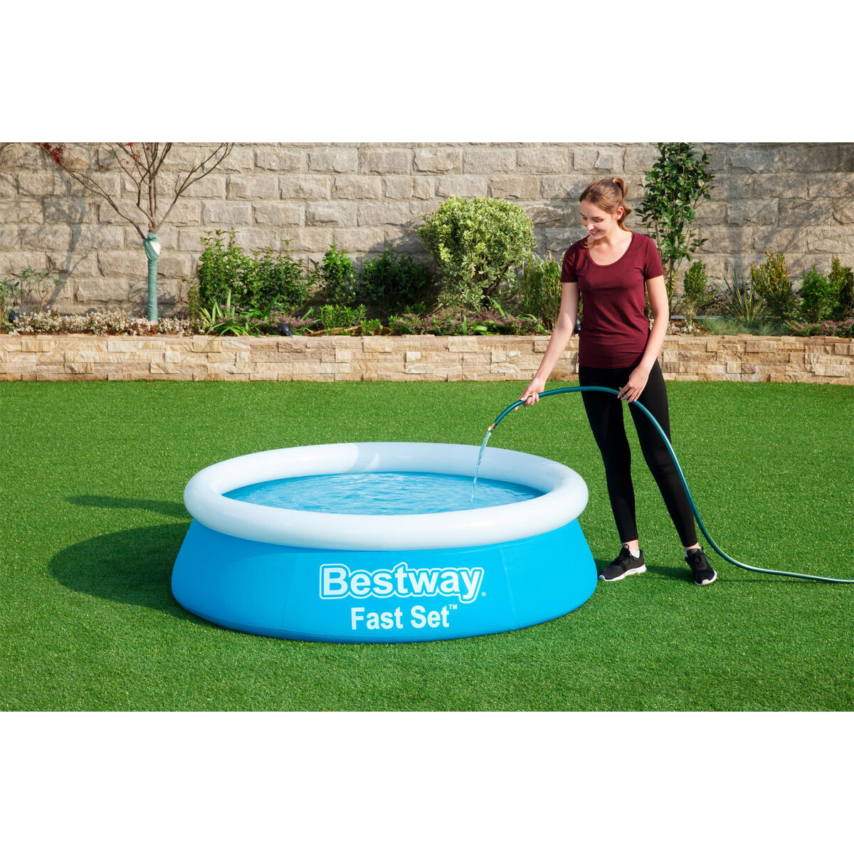 Bestway Uppblåsbar Pool Vuxen Ring 183x51 cm Trädgård 57392 - 2