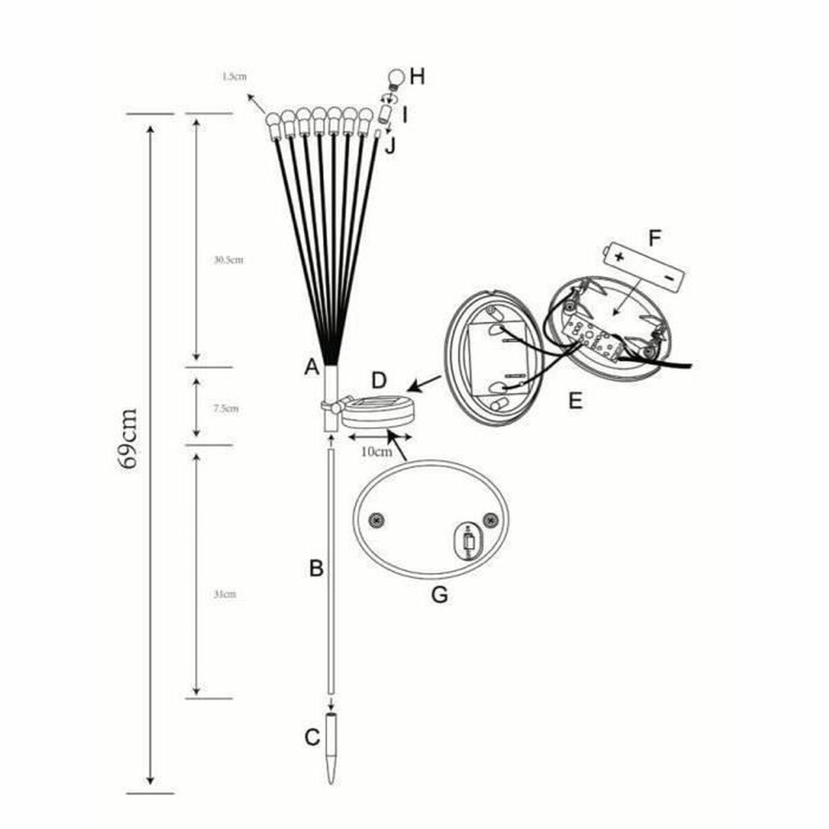 Solcellsdriven trädgårdspinne Galix G4435 - 2