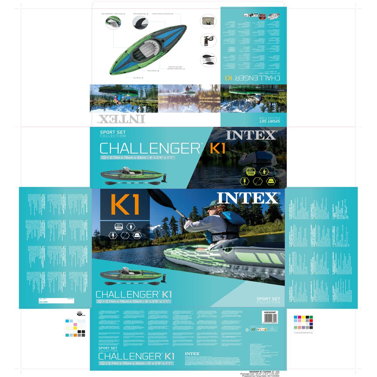 Uppblåsbar kanot Intex Challenger K1 Grön Upplåsbar 274 x 33 x 76 cm - 4