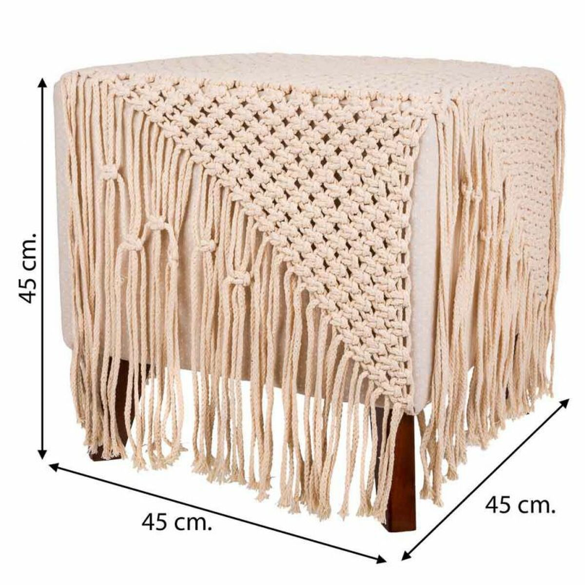 Sittpall Alexandra House Living Kräm Bambu Badsvamp Trä MDF 45 x 45 x 45 cm - 8