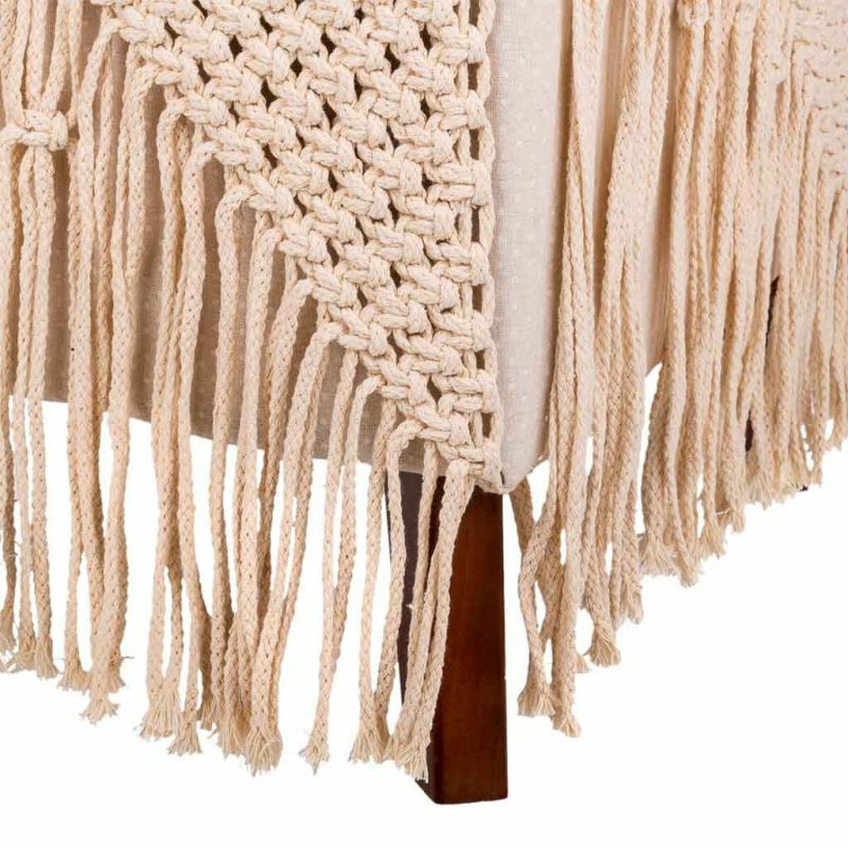Sittpall Alexandra House Living Kräm Bambu Badsvamp Trä MDF 45 x 45 x 45 cm - 6