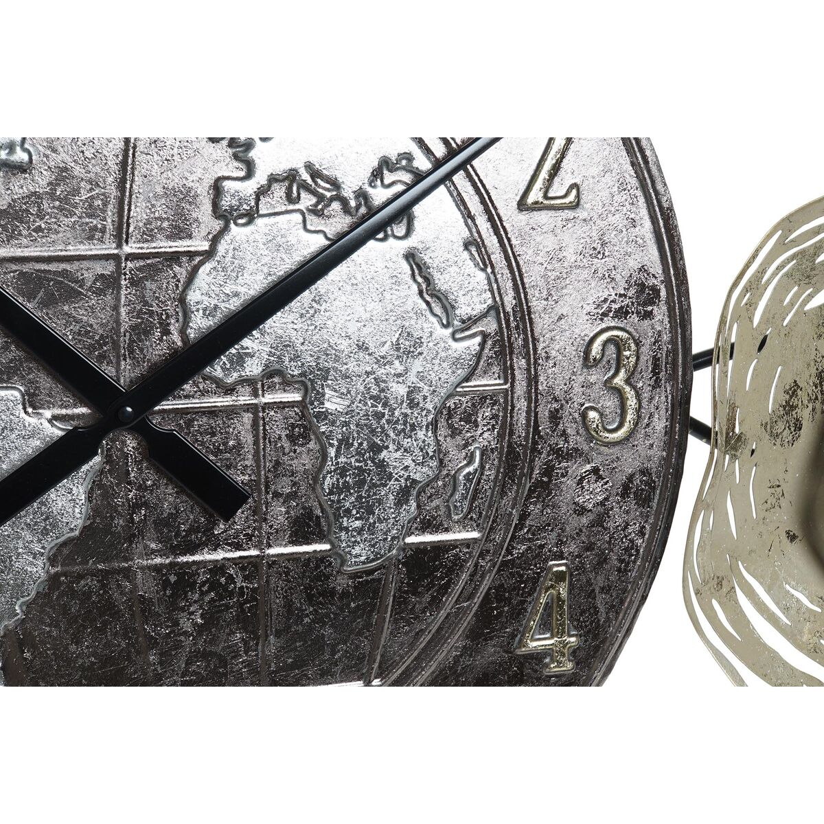 Väggklocka DKD Home Decor Gyllene Metall Världskarta (121 x 9,5 x 49,5 cm) - 2