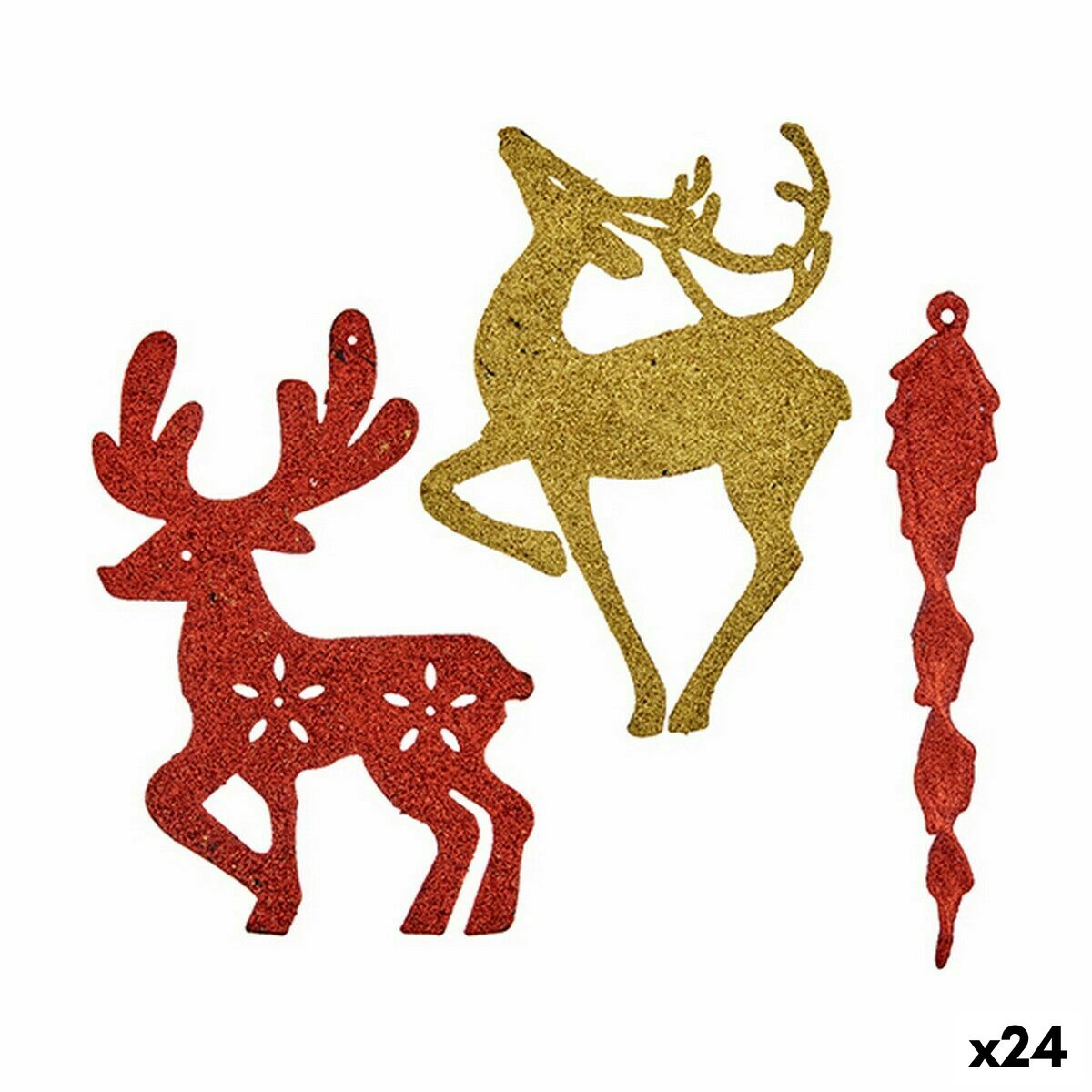 Juldekorationer Krist+ Röd Gyllene Plast 14,5 x 14,5 x 2 cm (24 antal) - 3