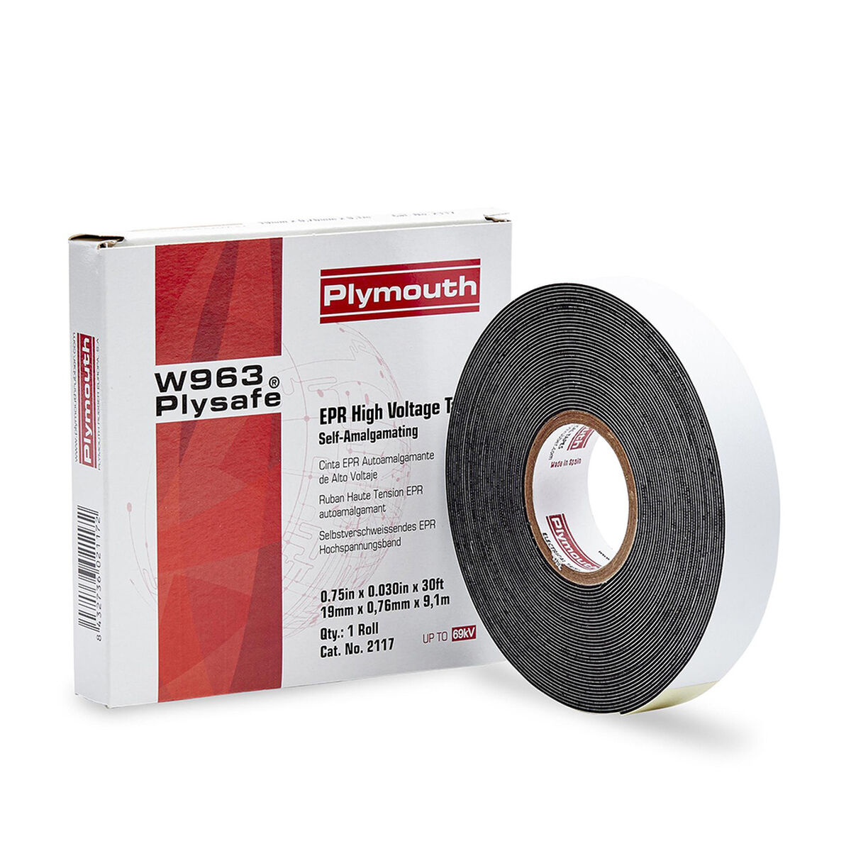Isoleringstejp Plymouth Svart Gummi 19 x 0,76 mm 9,1 M