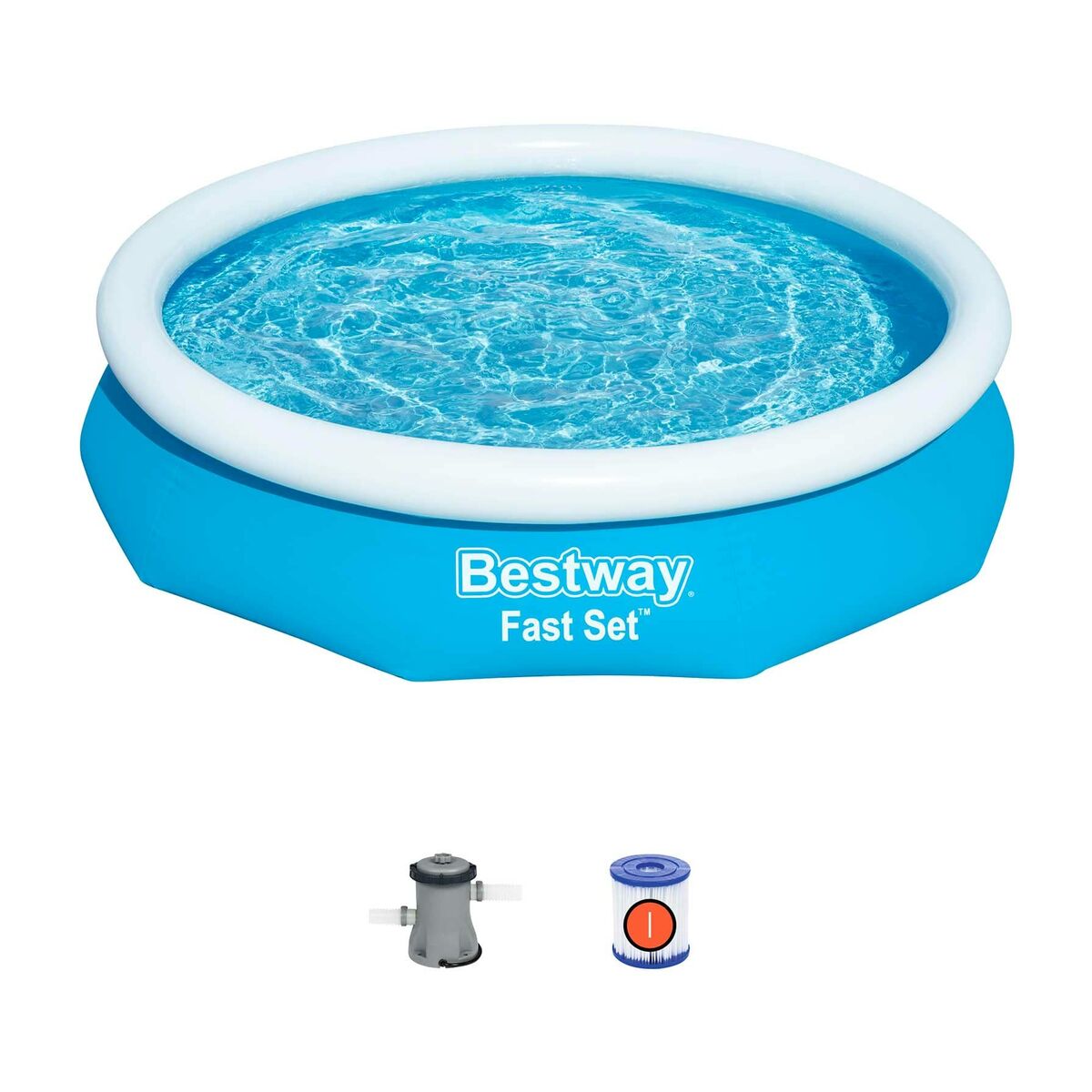 Bestway Uppvuxen uppblåsbar poolring med filter 305x66 cm Trädgård 57458 - 10