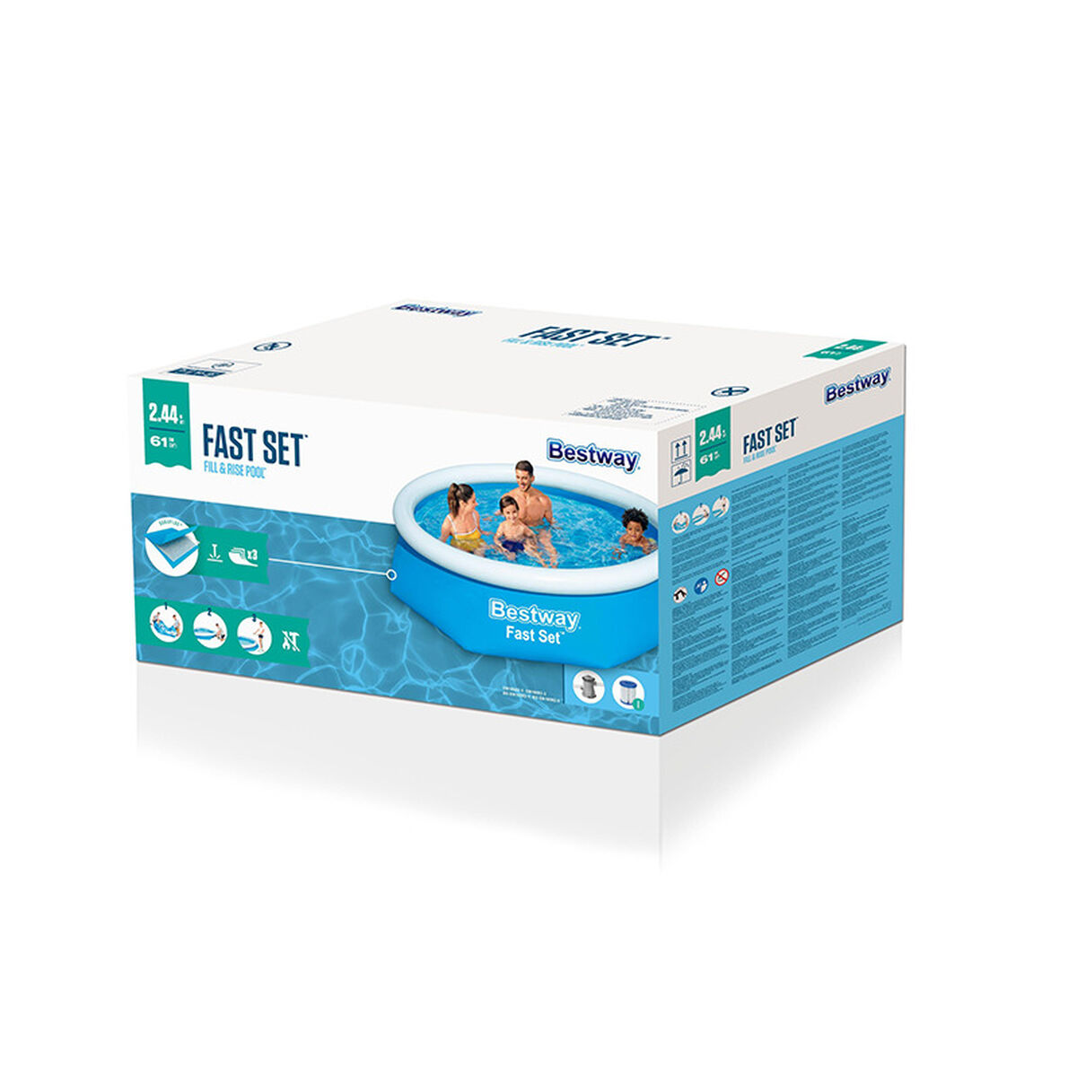 Bestway Uppvuxen uppblåsbar poolring med filter 305x66 cm Trädgård 57458 - 3