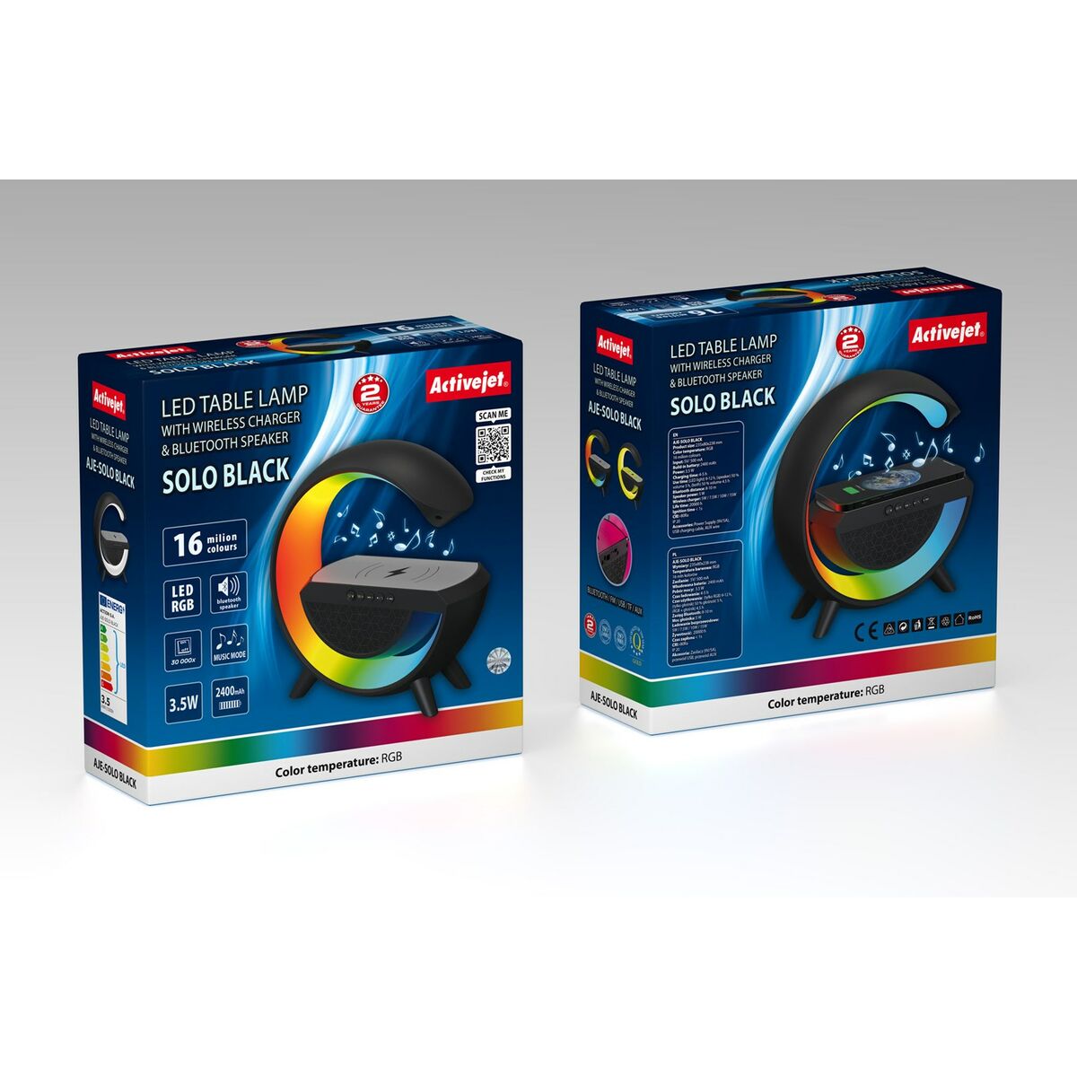 Skrivbordslampa Activejet AJE-SOLO RGB Black Svart Multicolour Plast 2,8 x 43,5 x 8 cm - 2