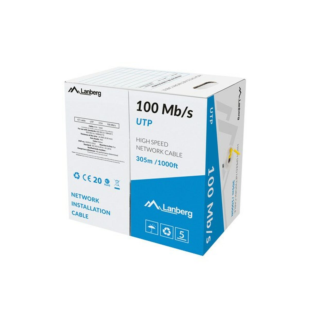 Nätkabel UTP Styv Kategori 6 Lanberg LCU5-10CC-0305-Y Gul 305 m - 2