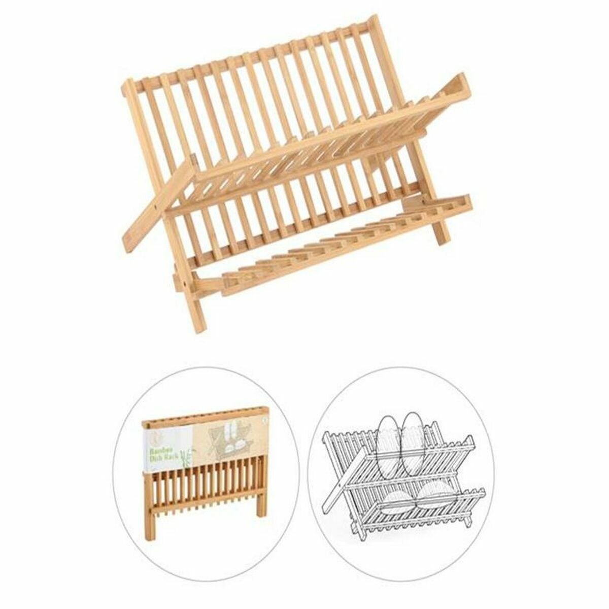 Hopvikbart diskställ för kök DKD Home Decor 42 x 27,5 x 38 cm Naturell - 8