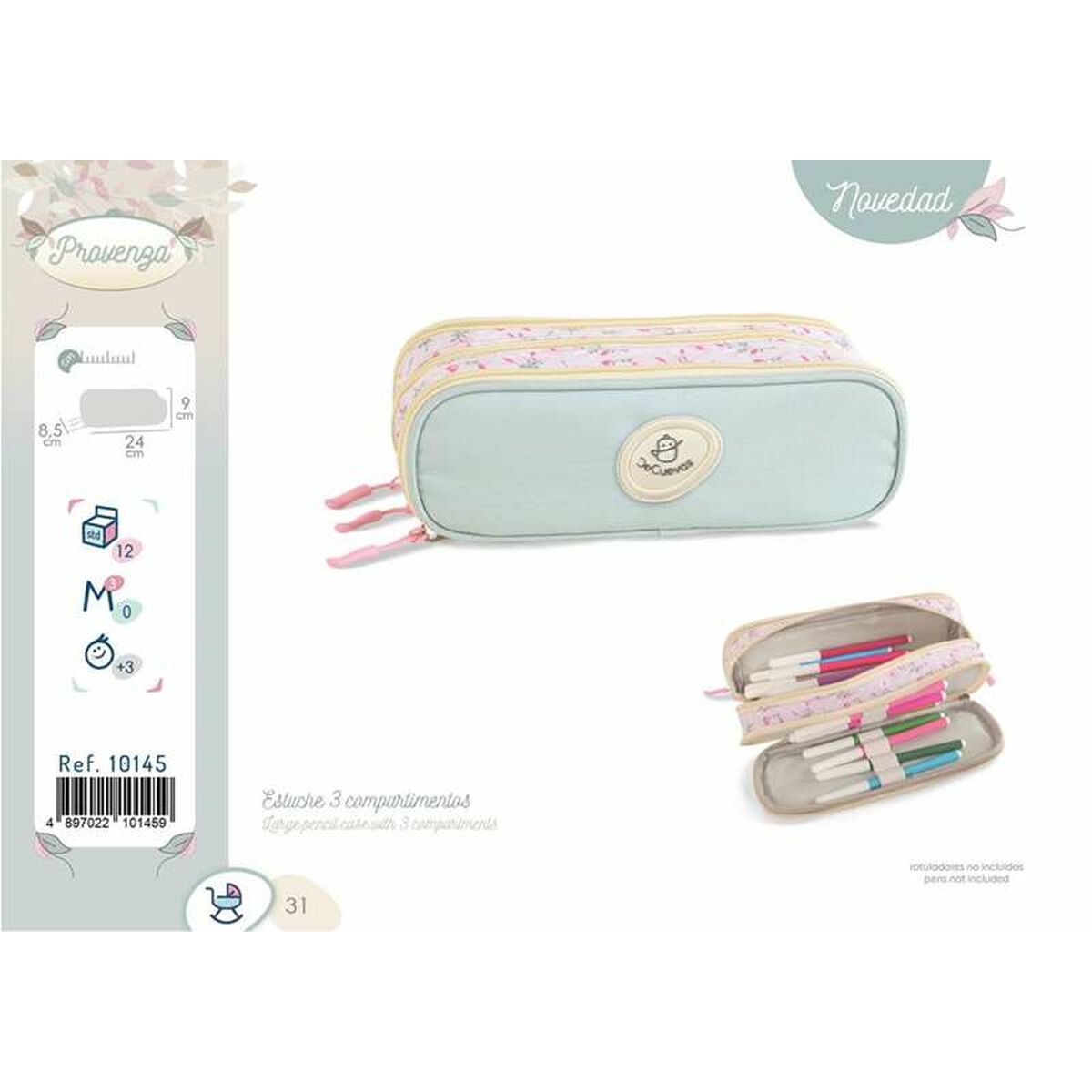 Trippel pennfodral Decuevas Provenza 24 x 9 x 8,5 cm - 2