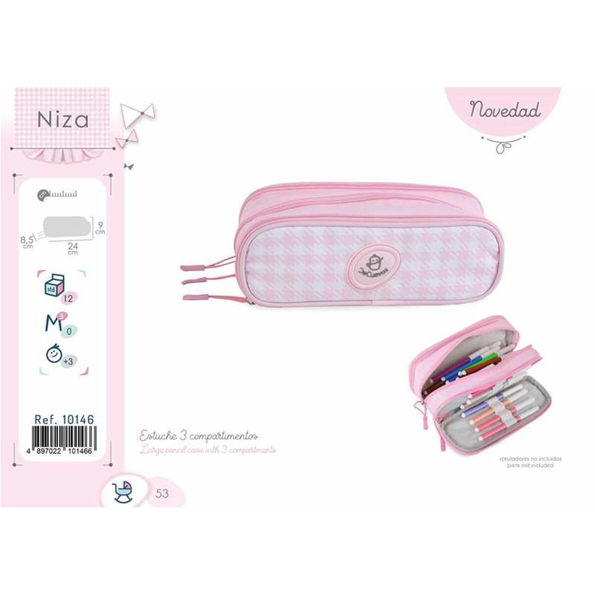 Trippel pennfodral Decuevas Niza 24 x 9 x 8,5 cm - 2