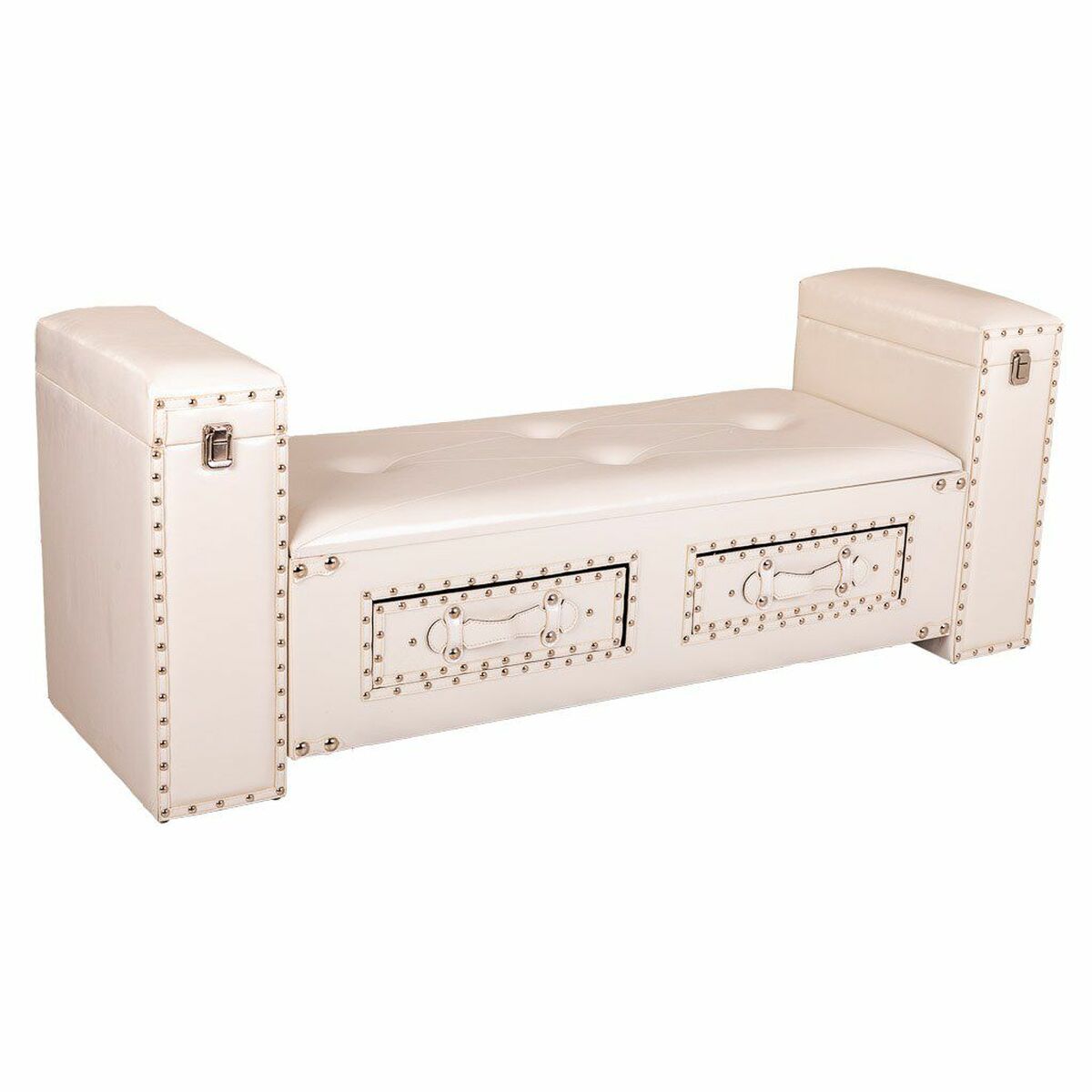 Sittpall Alexandra House Living Vit Polyuretan Trä MDF 40 x 52 x 130 cm