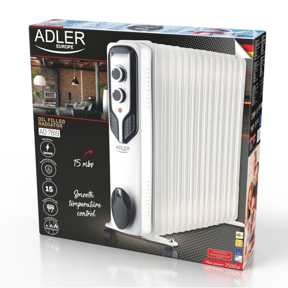 Oljeelement Adler AD 7819 Vit 2500 W - 6