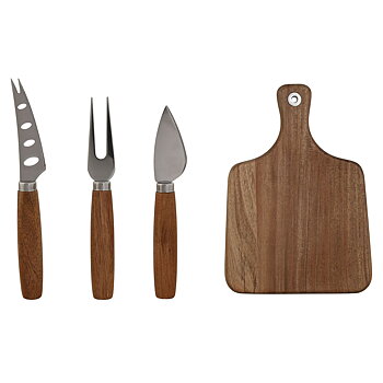 Ostbricka Home ESPRIT Rostfritt stål Akaciaträ 30 x 21,5 x 1,5 cm (4 Delar)