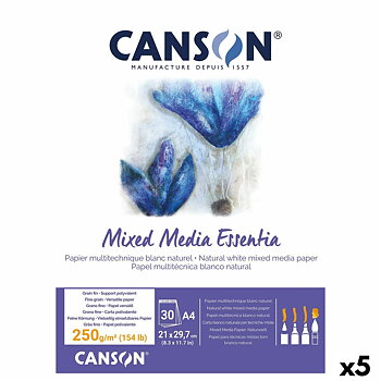 Ritblock Canson Mixed Media Essentia Vit Vit Naturell A4 30 Blad (5 antal)