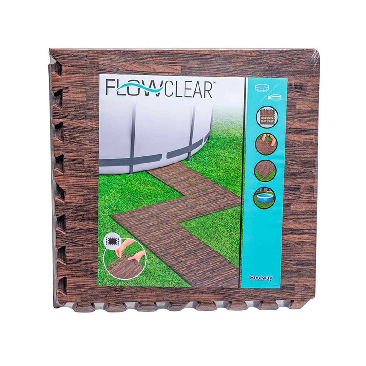 Bestway Pool Golv Skum Trästil Retractable 12 Stycken 50x50 cm Trädgård 58712 - 9