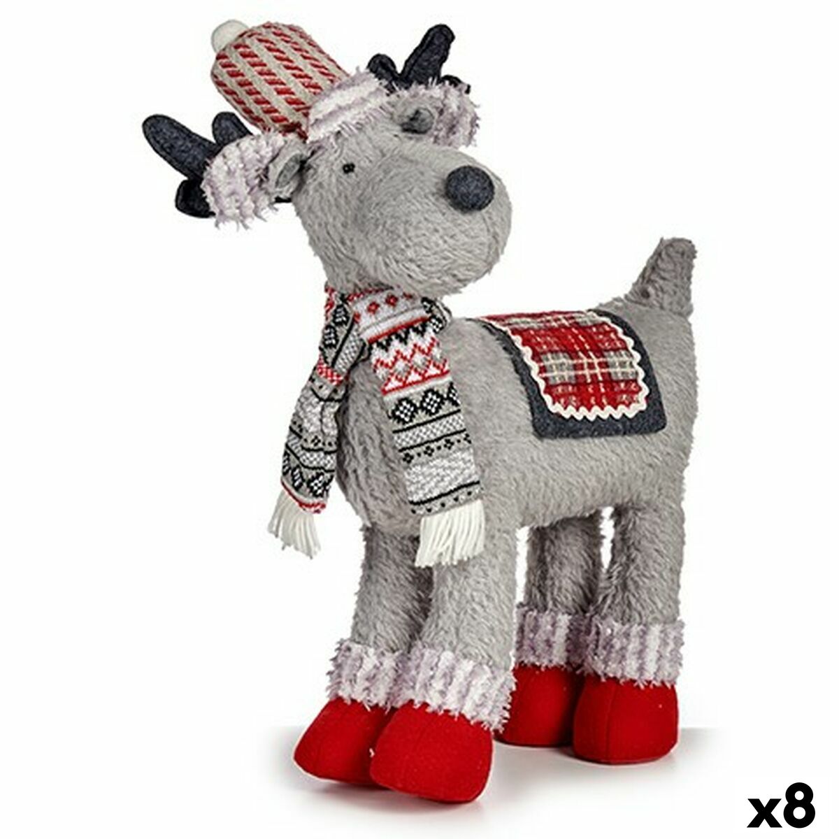 Prydnadsfigur Julrenar Röd Grå 125 x 45 x 48 cm (8 antal)
