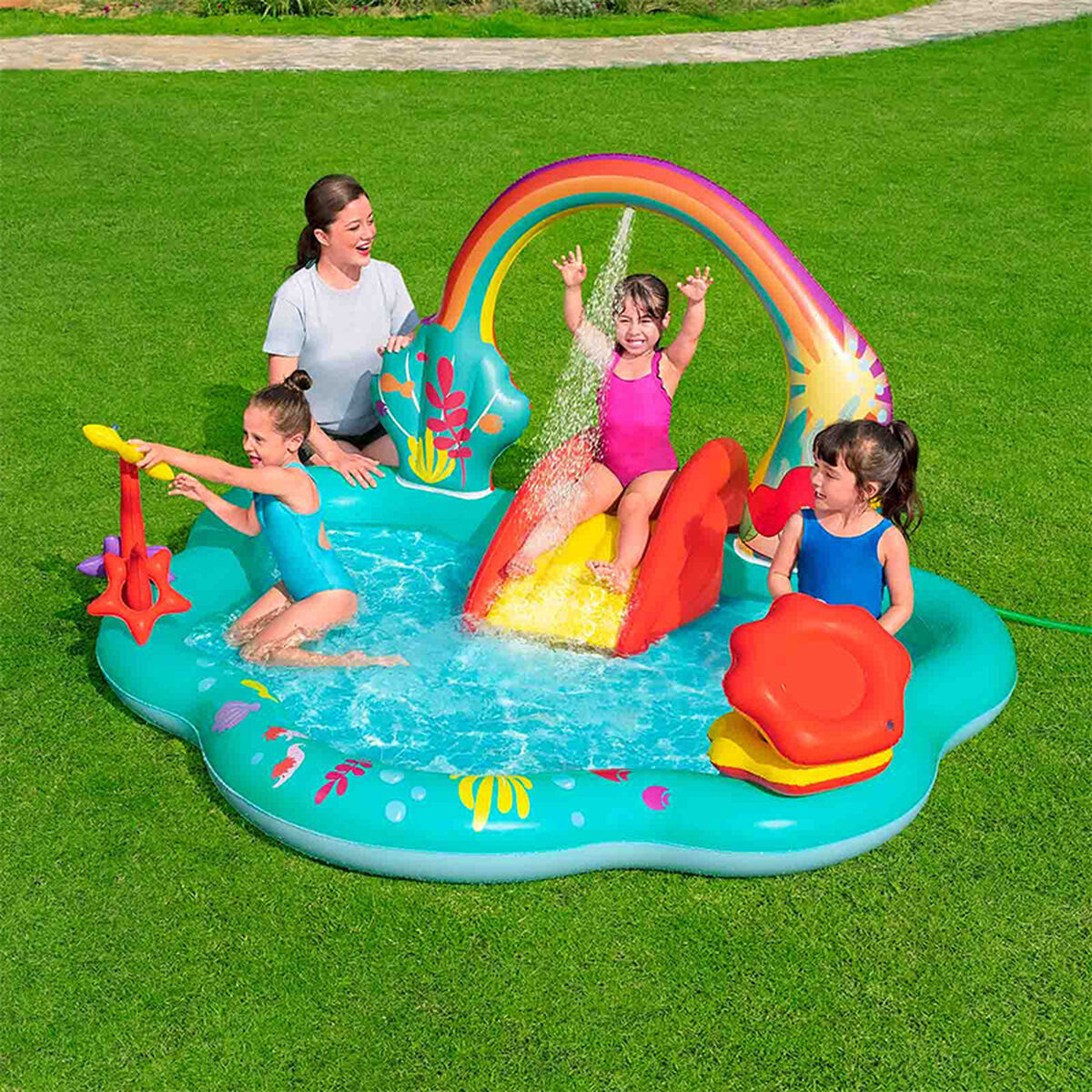 Bestway Uppblåsbar Pool Leksakspark Disney Sjöjungfrun 221x193x117cm +2 År Trädgård 91097 - 10