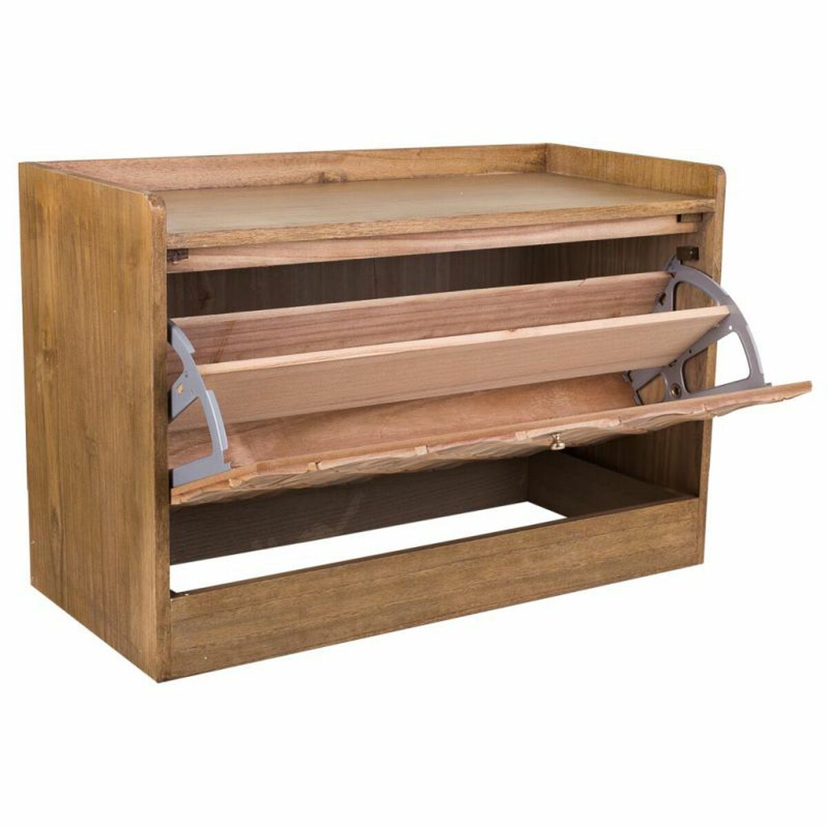 Sittpall Alexandra House Living Brun Naturell Paulowniaträ Trä MDF 38 x 53 x 80 cm Skoställ - 4