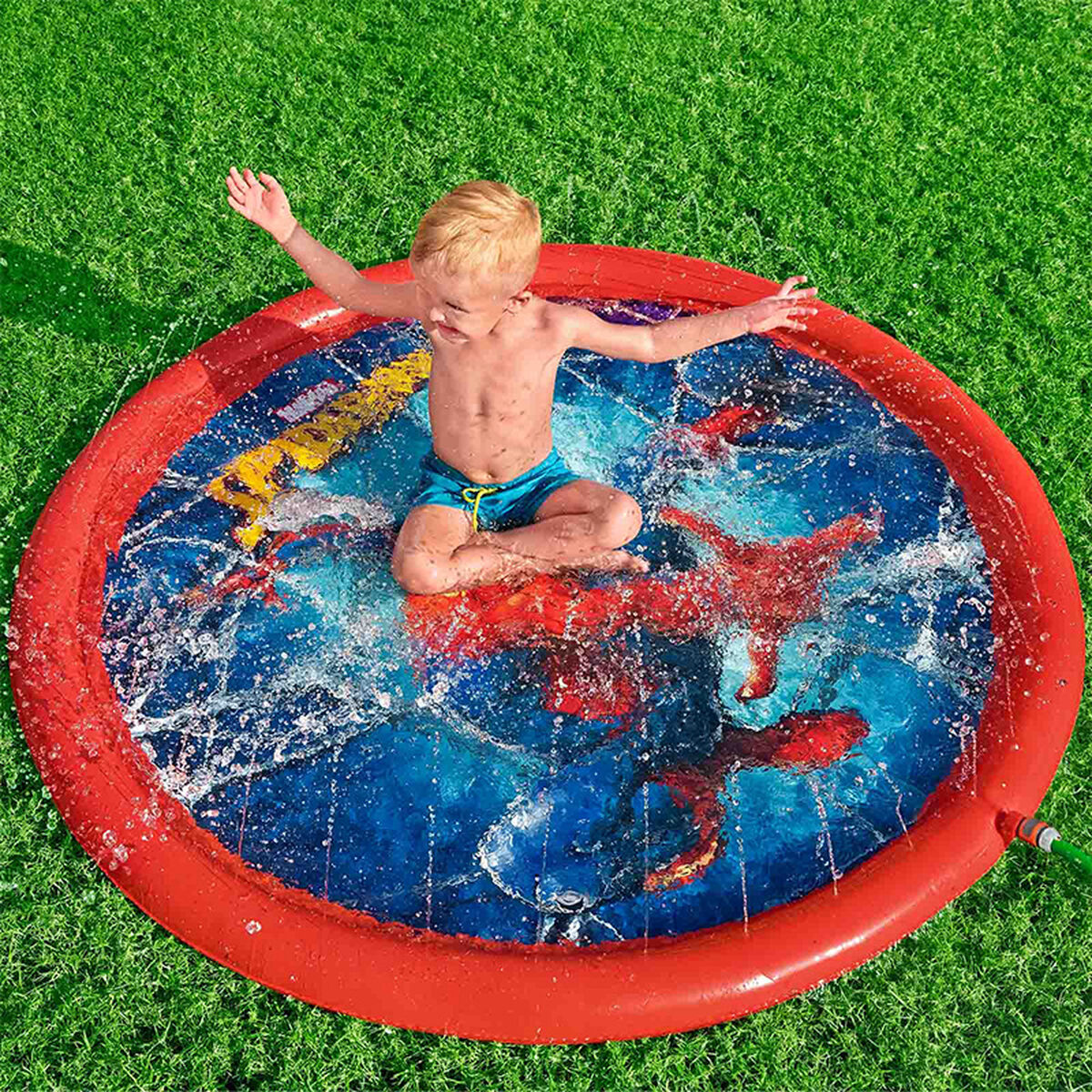 Bestway Spiderman Uppblåsbar Pool med Sprinkler D165 cm +2 År Trädgård 98792 - 10