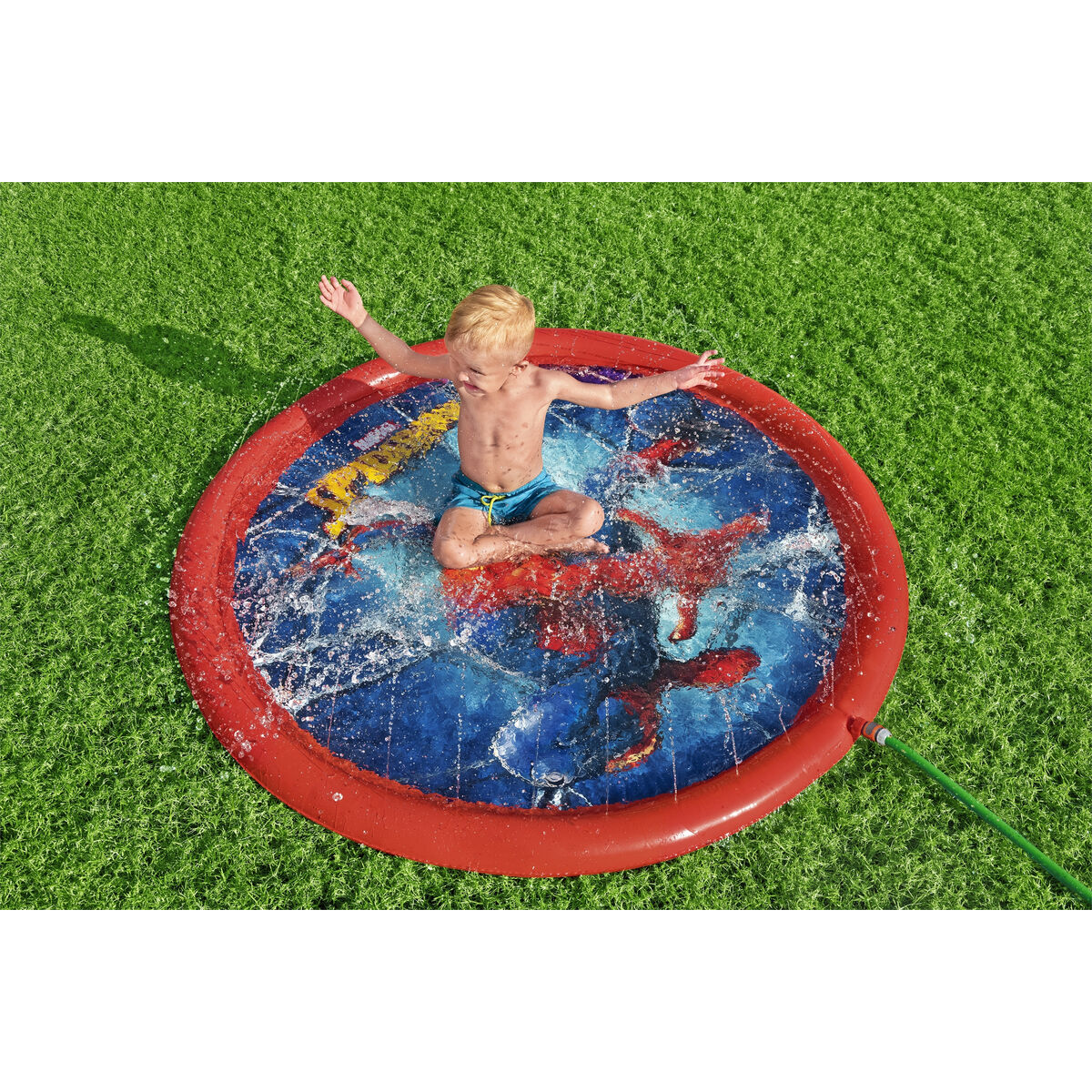 Bestway Spiderman Uppblåsbar Pool med Sprinkler D165 cm +2 År Trädgård 98792 - 5