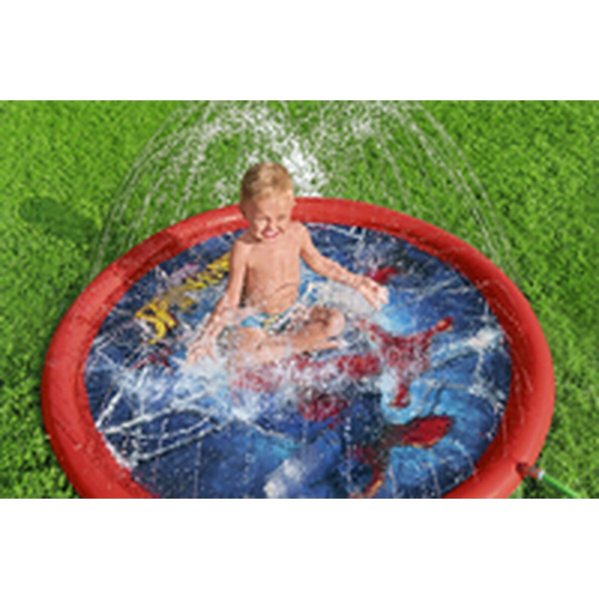 Bestway Spiderman Uppblåsbar Pool med Sprinkler D165 cm +2 År Trädgård 98792 - 7