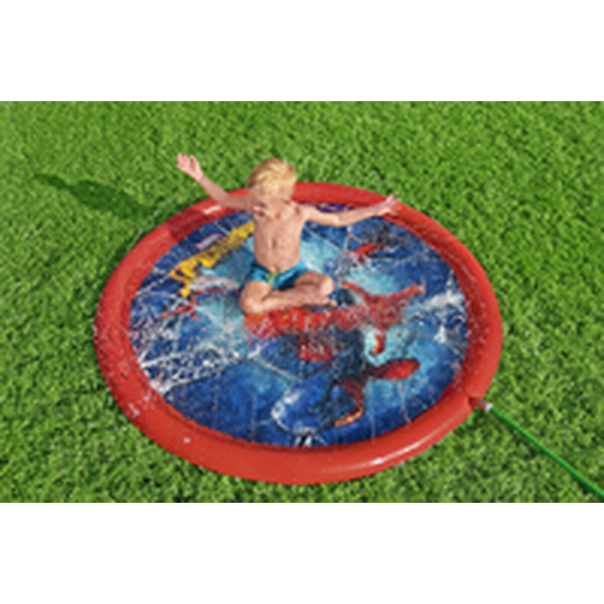 Bestway Spiderman Uppblåsbar Pool med Sprinkler D165 cm +2 År Trädgård 98792 - 3
