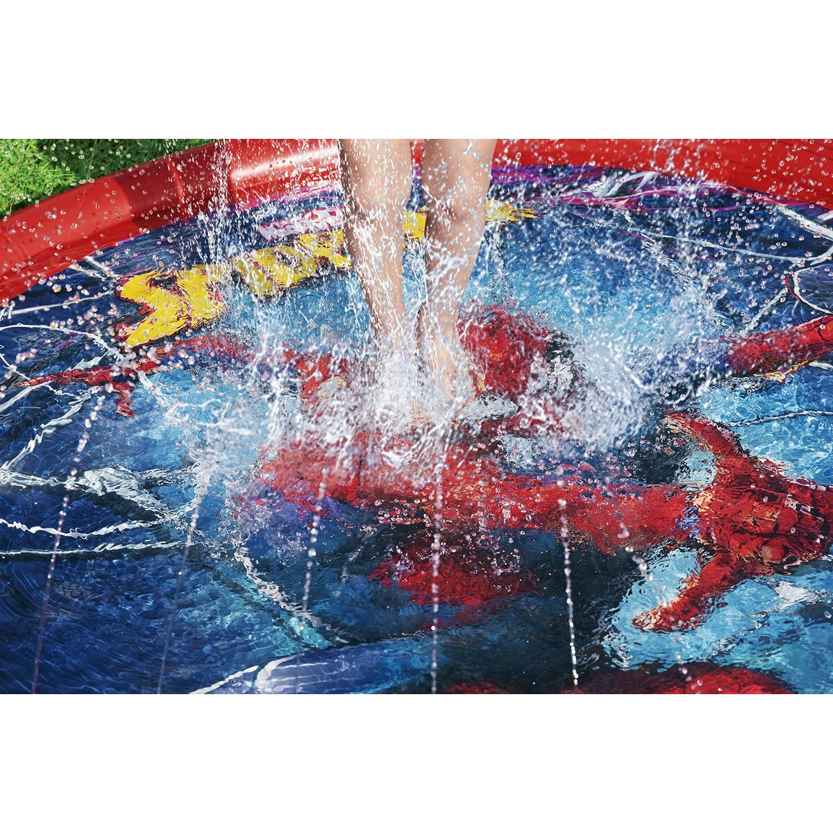 Bestway Spiderman Uppblåsbar Pool med Sprinkler D165 cm +2 År Trädgård 98792 - 8