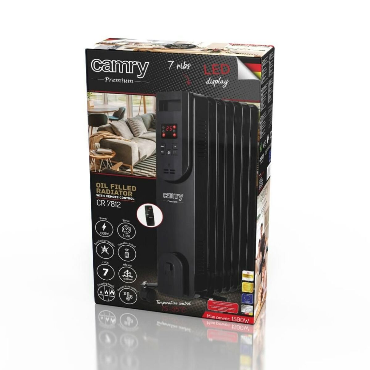 Oljeelement Adler CR 7812 Svart 1500 W - 7