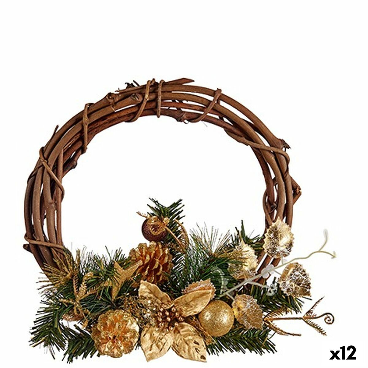 Julkrans Brun Grön Trä Plast 33 x 9 x 35 cm (12 antal)