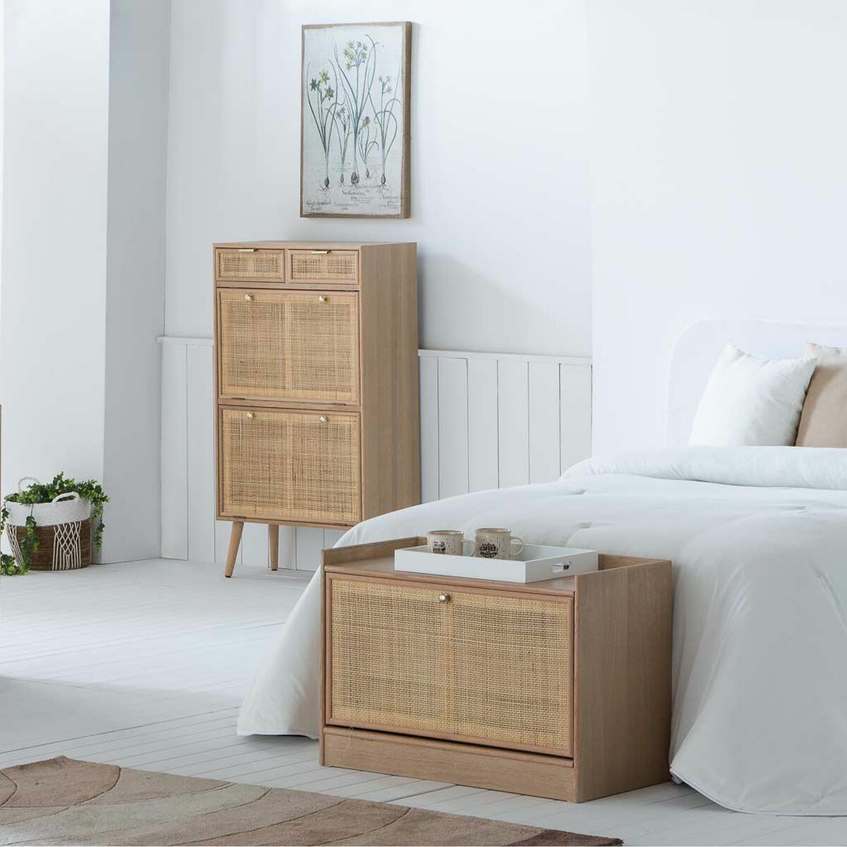 Sittpall Alexandra House Living Naturell Trä MDF 38 x 53 x 80 cm Skoställ - 3