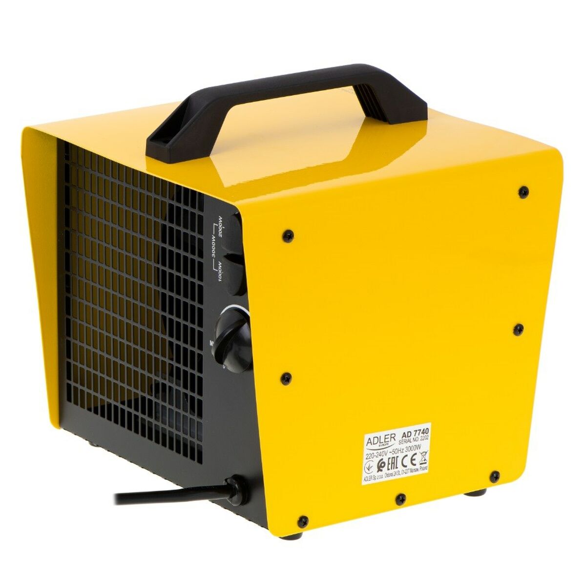 Bärbar värmefläkt Adler AD 7740 Gul 3000 W - 4