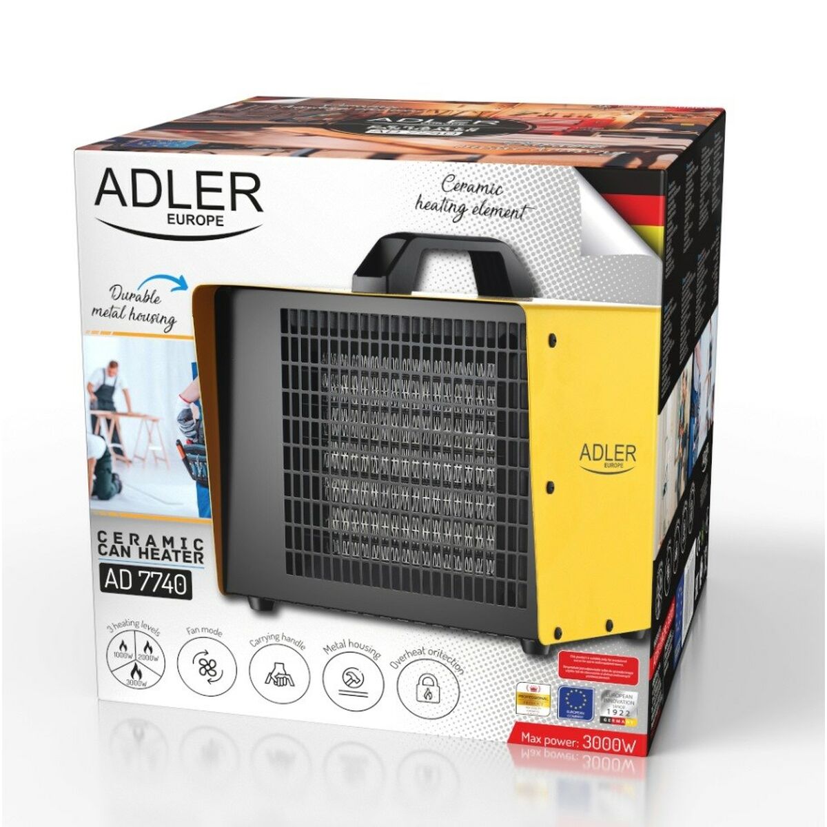 Bärbar värmefläkt Adler AD 7740 Gul 3000 W - 7