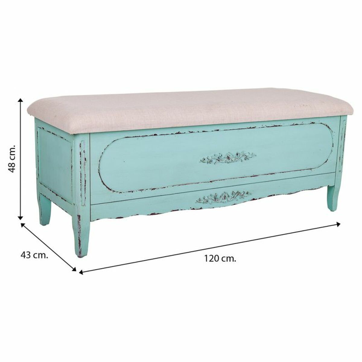 Sittpall Alexandra House Living Blå Badsvamp Granträ Trä MDF 43 x 48 x 120 cm - 7