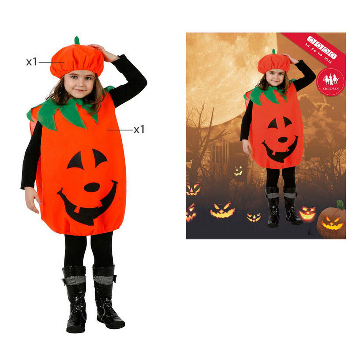 Maskeraddräkt för barn Orange Pumpa (2 Delar) (2 pcs)