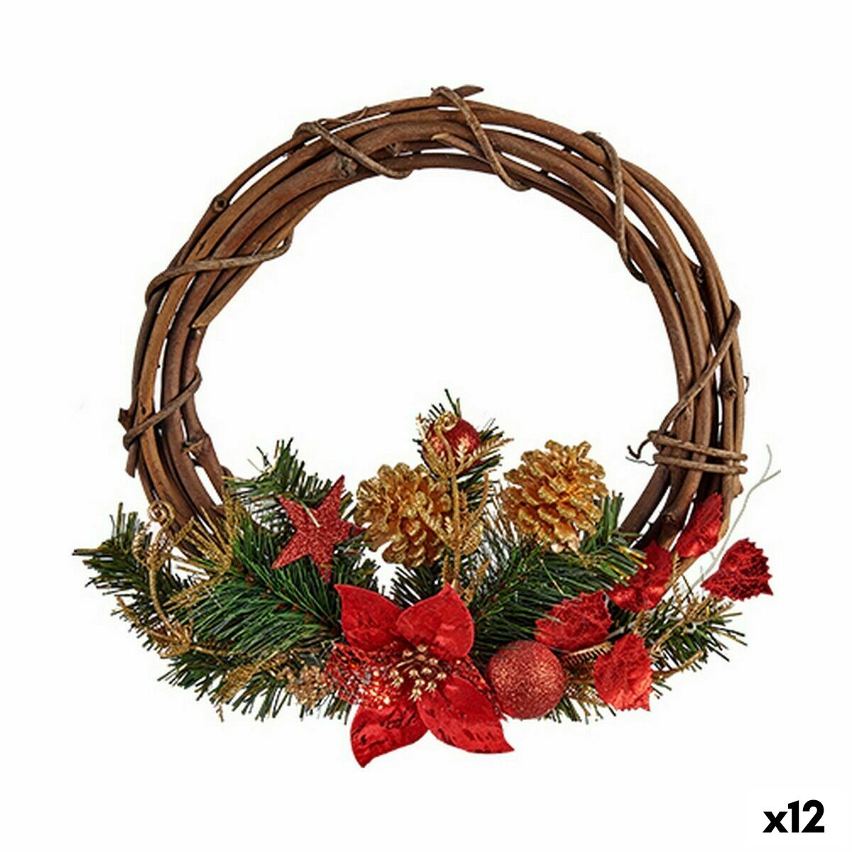 Julkrans Röd Grön Trä Plast 33 x 9 x 35 cm (12 antal) - 3