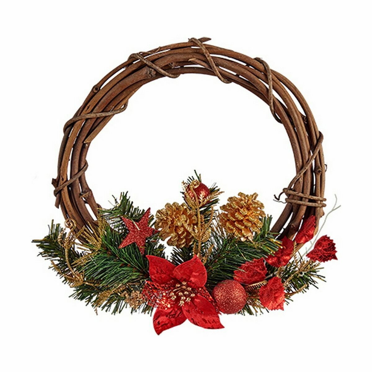Julkrans Röd Grön Trä Plast 33 x 9 x 35 cm (12 antal) - 4