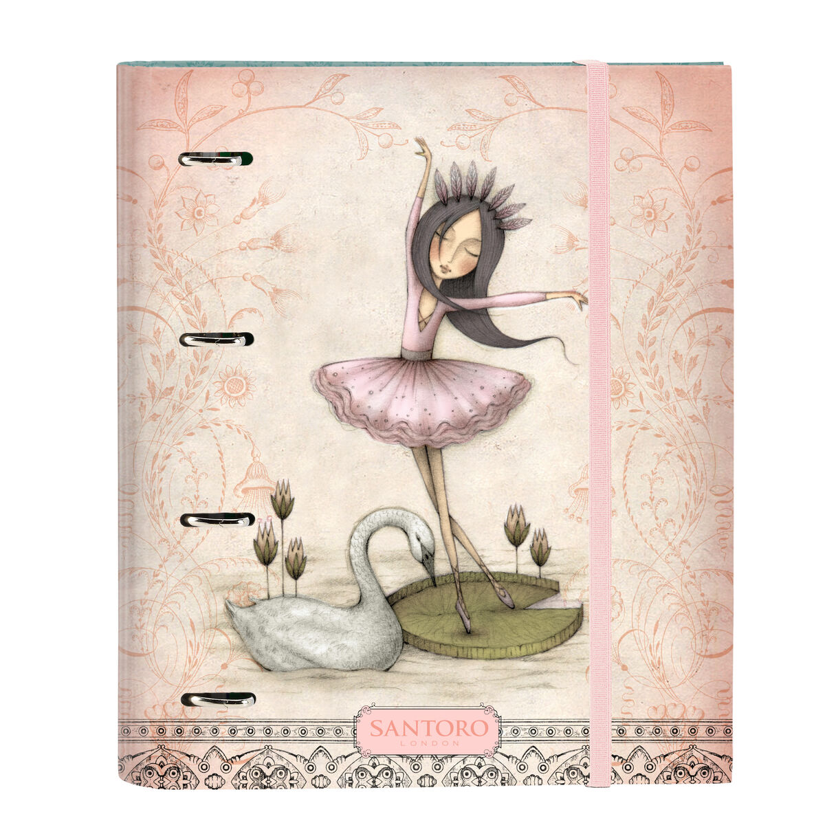 Ringpärm Santoro Swan lake Grå Rosa 27 x 32 x 3.5 cm - 3