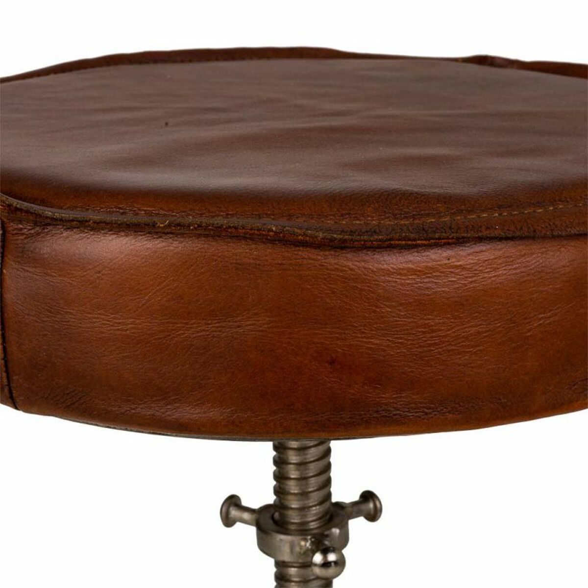 Sittpall Alexandra House Living Brun Läder Trä Järn 36 x 50 x 36 cm - 8