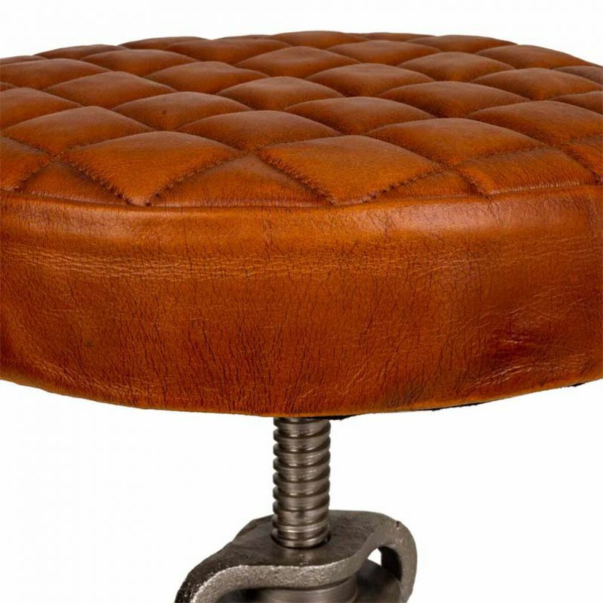Sittpall Alexandra House Living Brun Läder Trä Järn 31 x 46 x 31 cm - 6