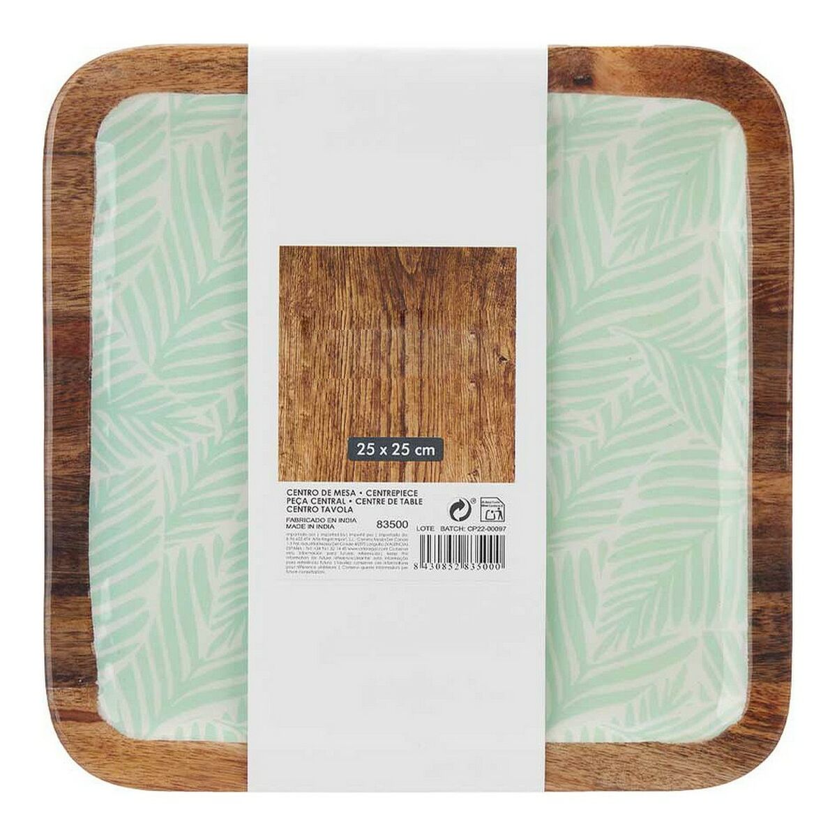 Bordsdekoration Gift Decor Vit Brun Grön Polyester Polyuretan Harts Mangoträ 25 x 25 cm 25,4 x 2,54 x 25,4 cm Löv av en växt - 2