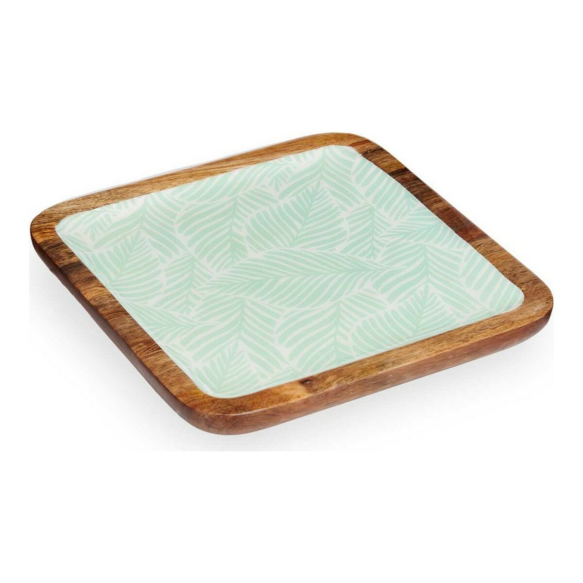 Bordsdekoration Gift Decor Vit Brun Grön Polyester Polyuretan Harts Mangoträ 25 x 25 cm 25,4 x 2,54 x 25,4 cm Löv av en växt