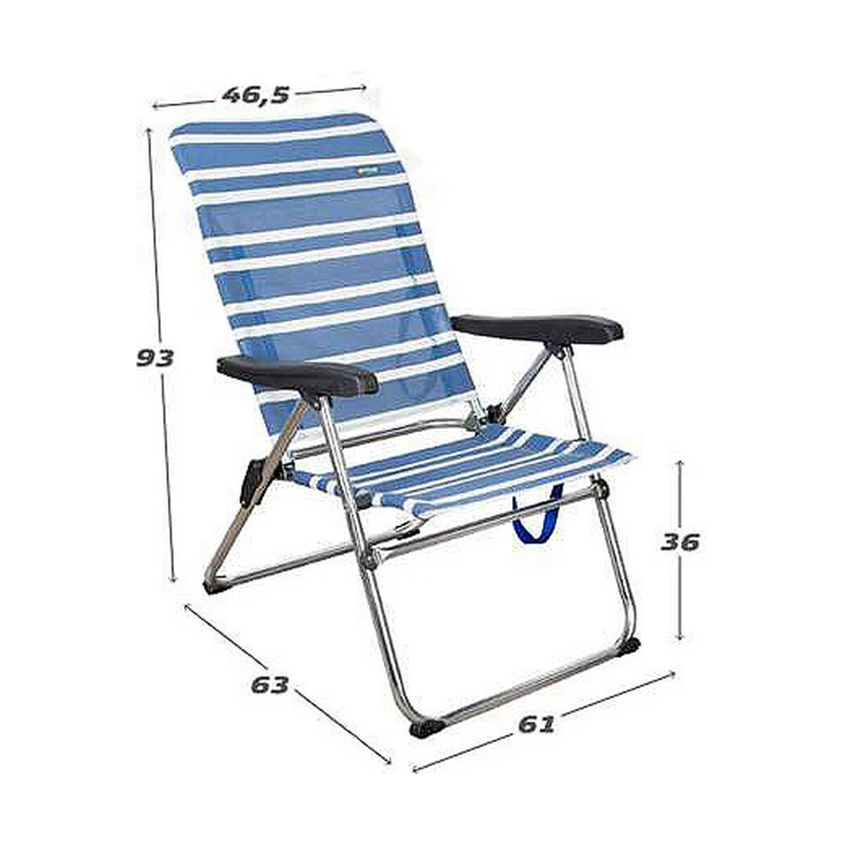 Strandstol Color Baby 61 x 63 x  93 cm Vit Marinblå - 2