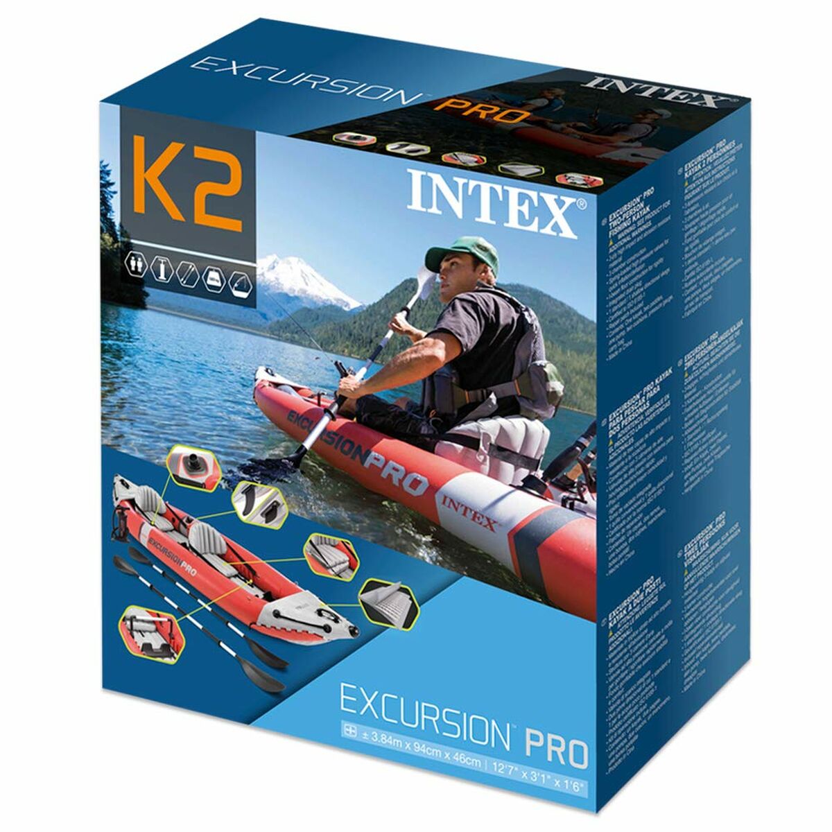 Uppblåsbar kanot Intex Excursion Pro Upplåsbar 94 x 46 x 384 cm - 4