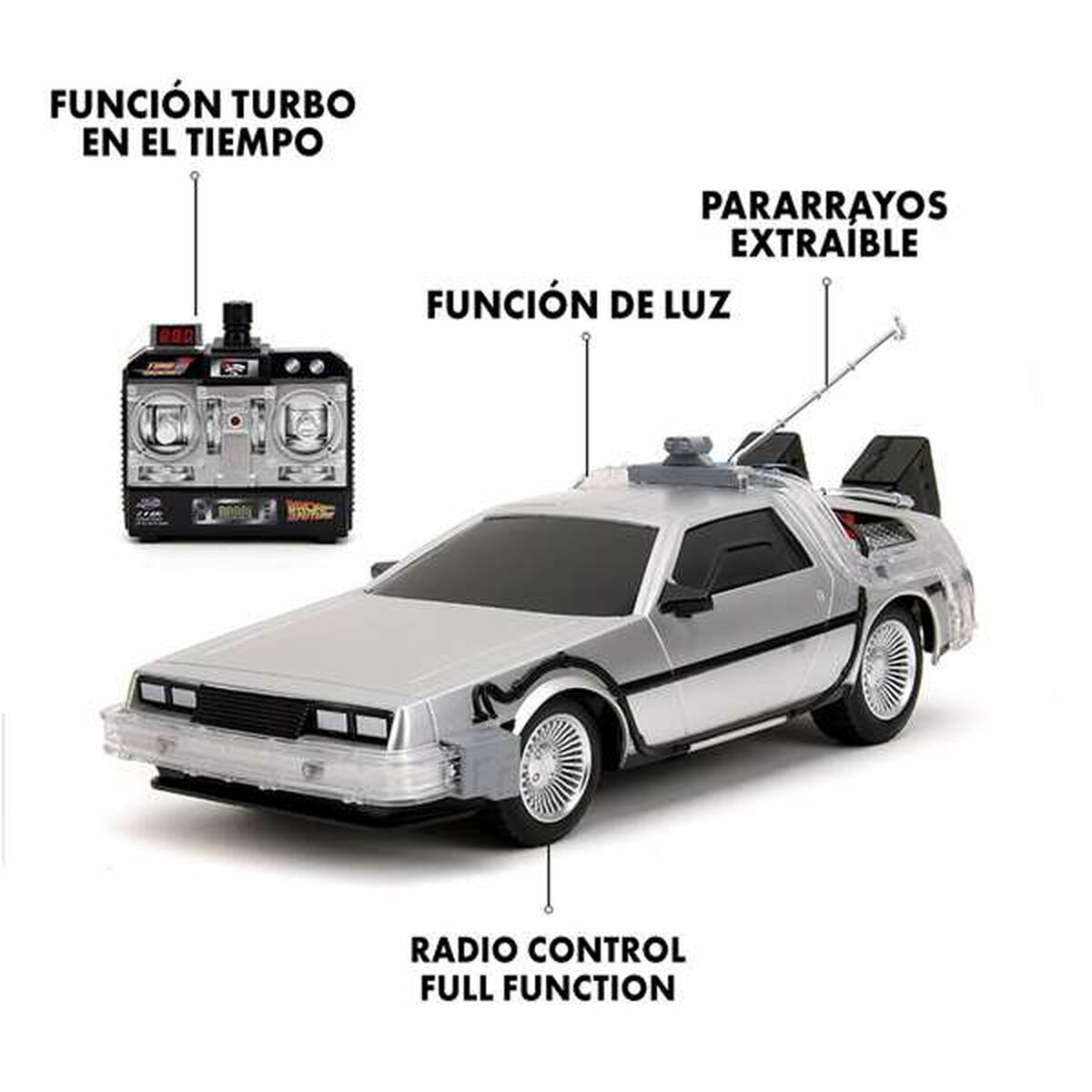 Radiostyrd bil Back to the Future Delorean Silvrig 1:16 - 5