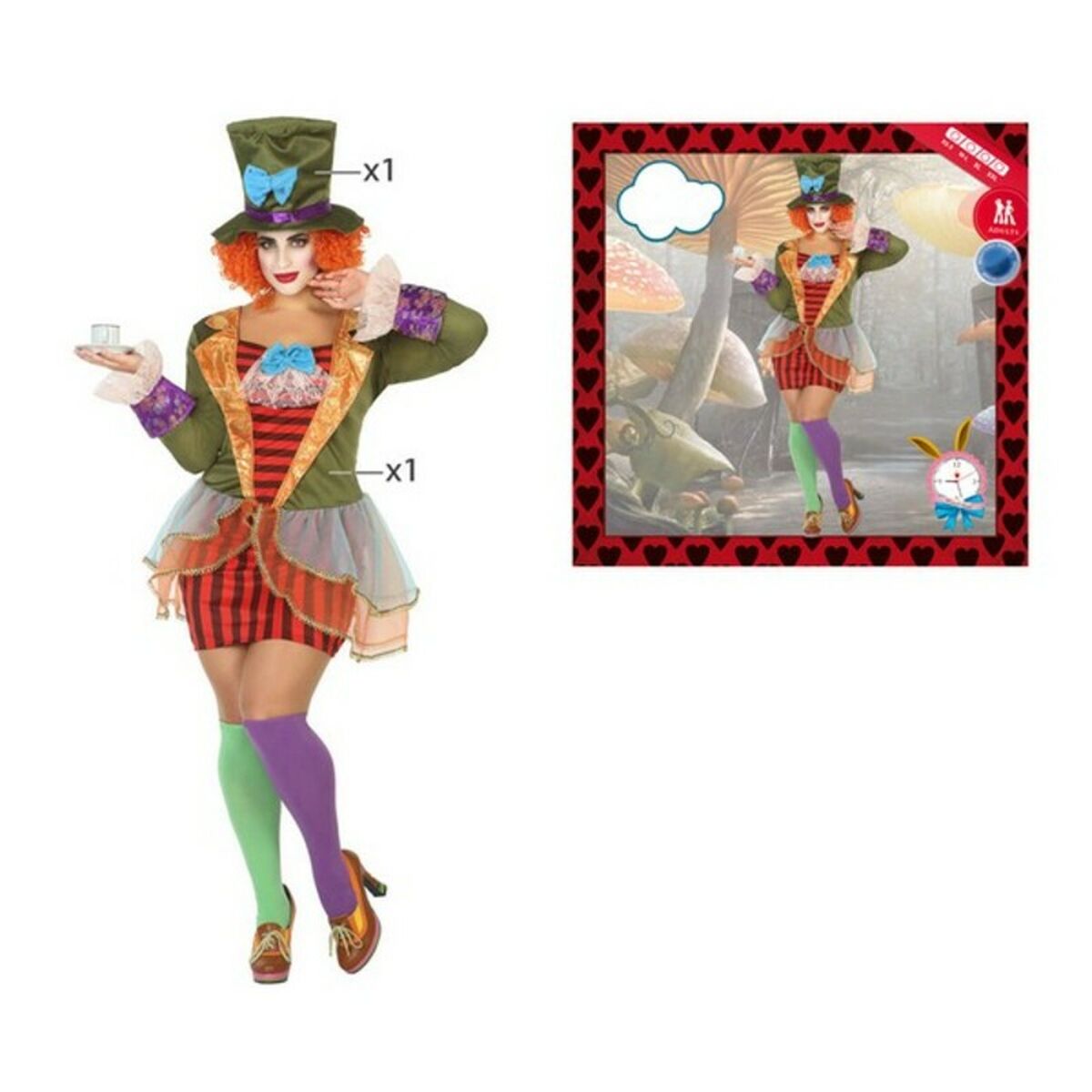 Maskeraddräkt vuxna 115413 Multicolour (2 pcs) Galen kvinnlig hattmakare - 4